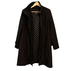 Kristen Blake Black Trench Coat with Quilted Lining
